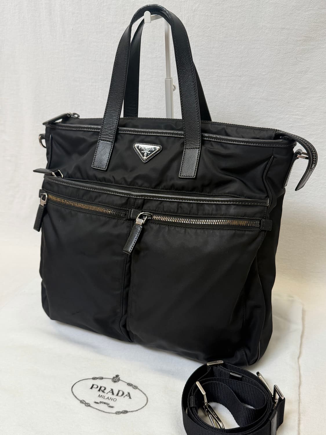 정품 프라다 리나일론 사피아노 레더 EVG860 토트백 크로스백 숄더백 상품이미지3