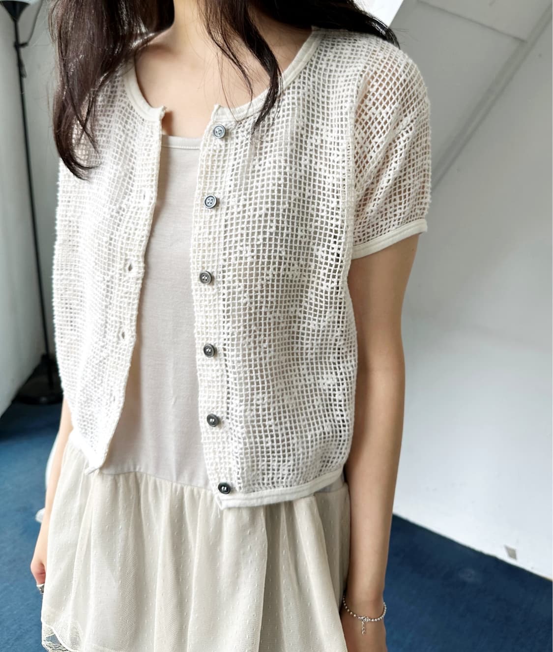 Loose gauge knit fabric cardigan top 상품이미지7