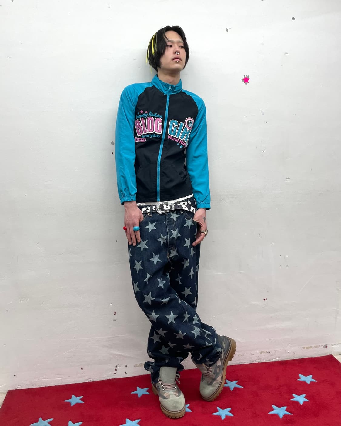 blog girl retro blue zip-up 상품이미지6