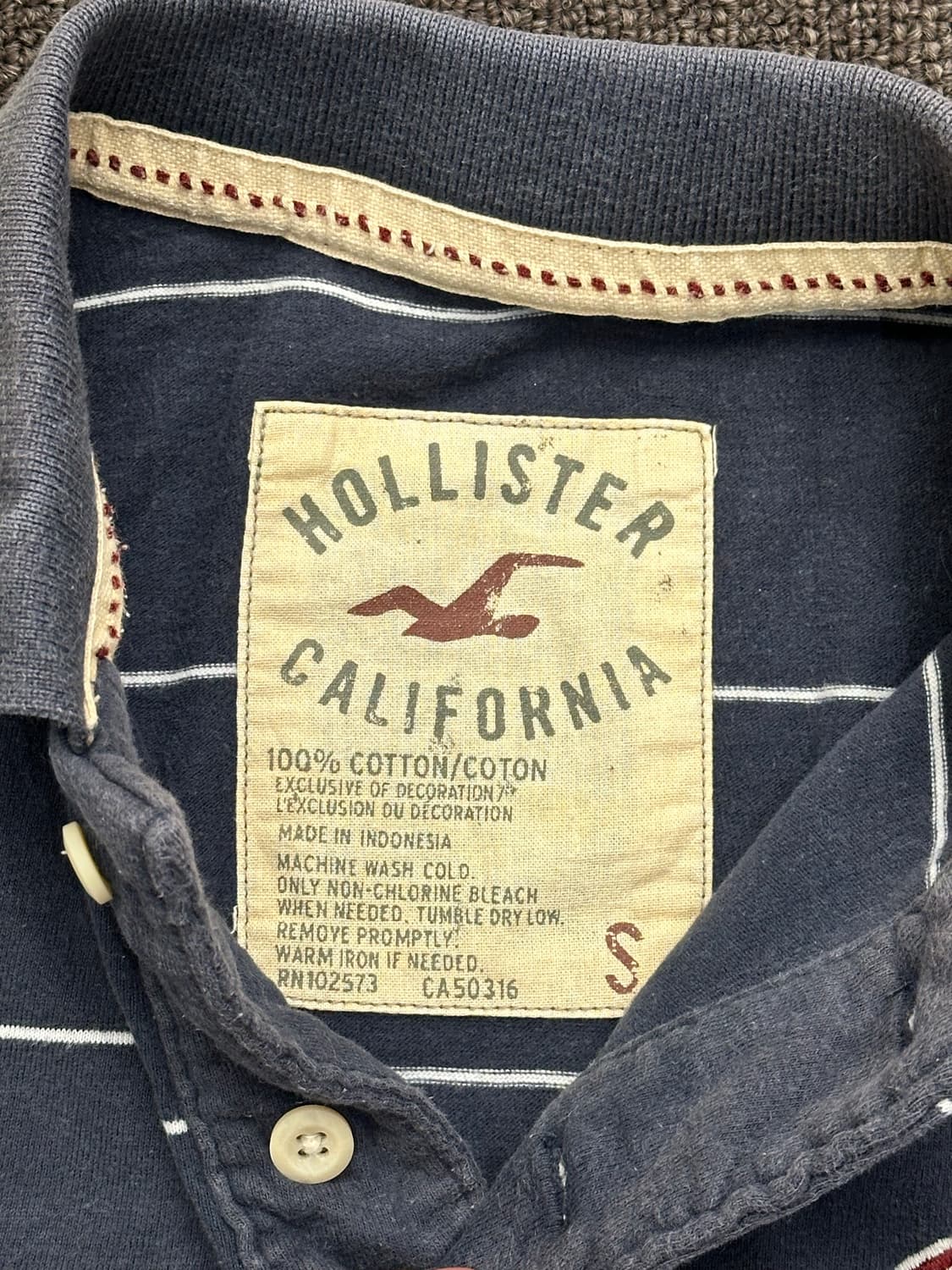 S)홀리스터 빈티지 스트라이프 네이비 카라 반팔 상품이미지3