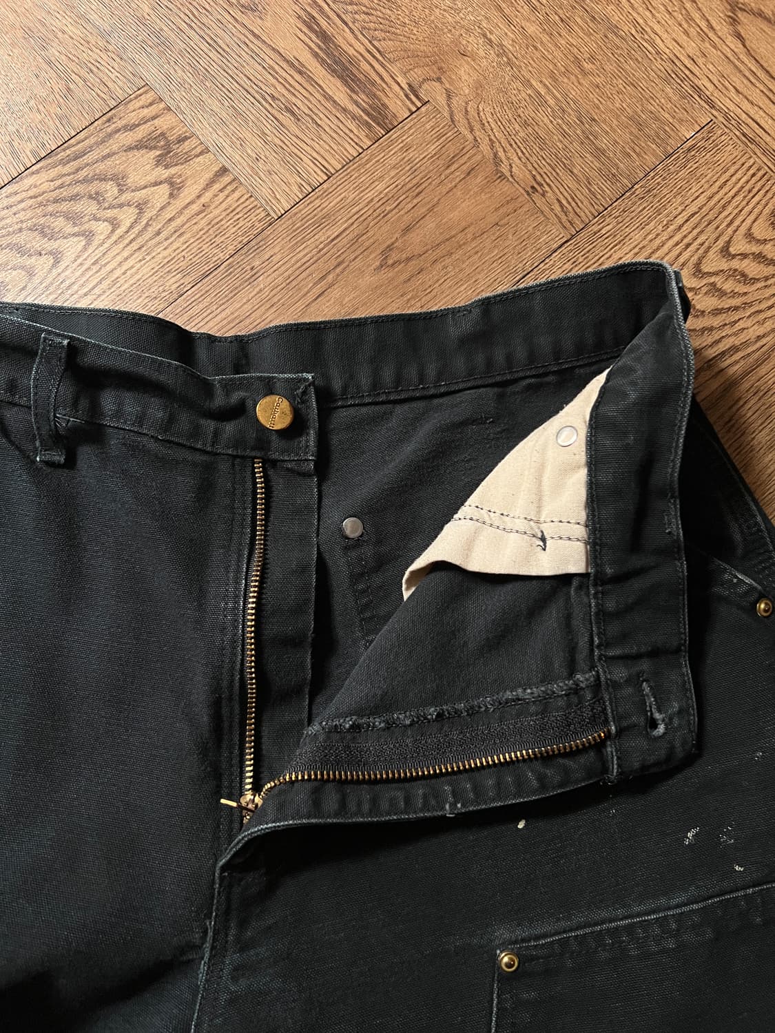 [34]칼하트 USA 빈티지 페인팅 블랙 더블니 워크 팬츠 상품이미지8