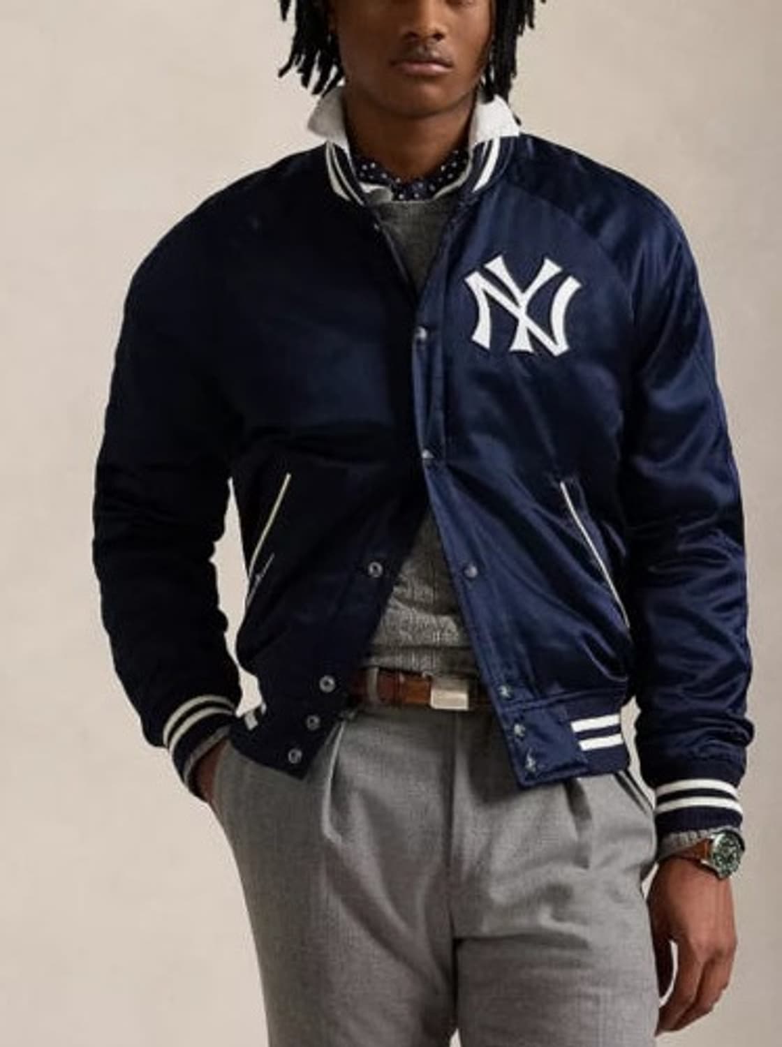 폴로 랄프로렌 양키스 새틴 자켓 네이비컬러 M사이즈 상품이미지2