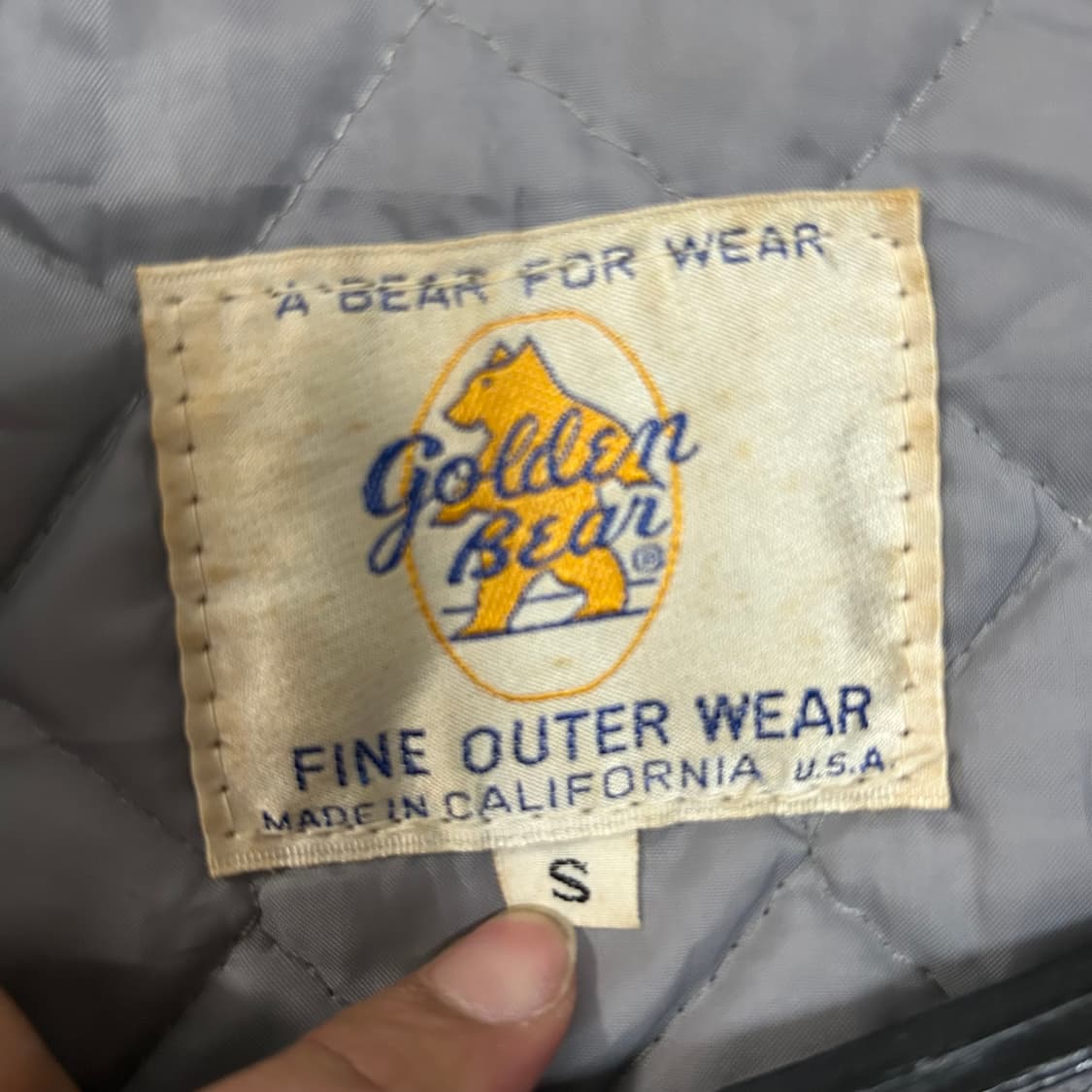 (S) USA 골든베어 딥그린 레더 배색 가죽 바시티 자켓  상품이미지9