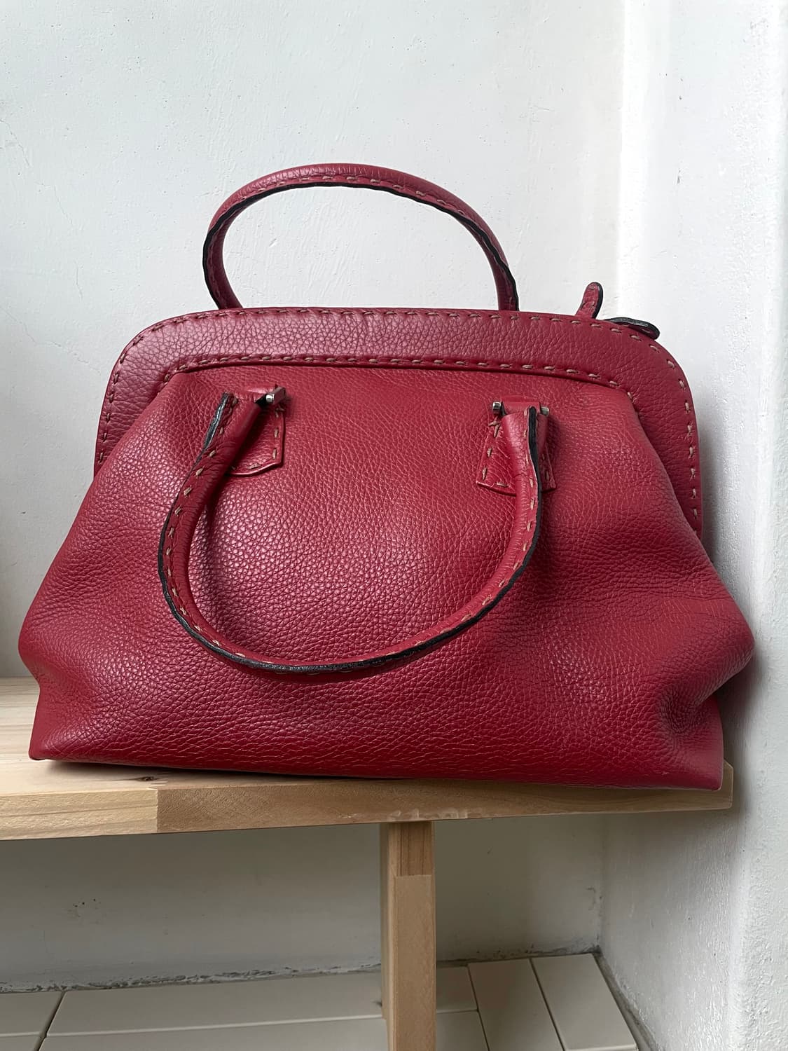 Marquesa Vintage Italian Red Leather Bag 상품이미지4