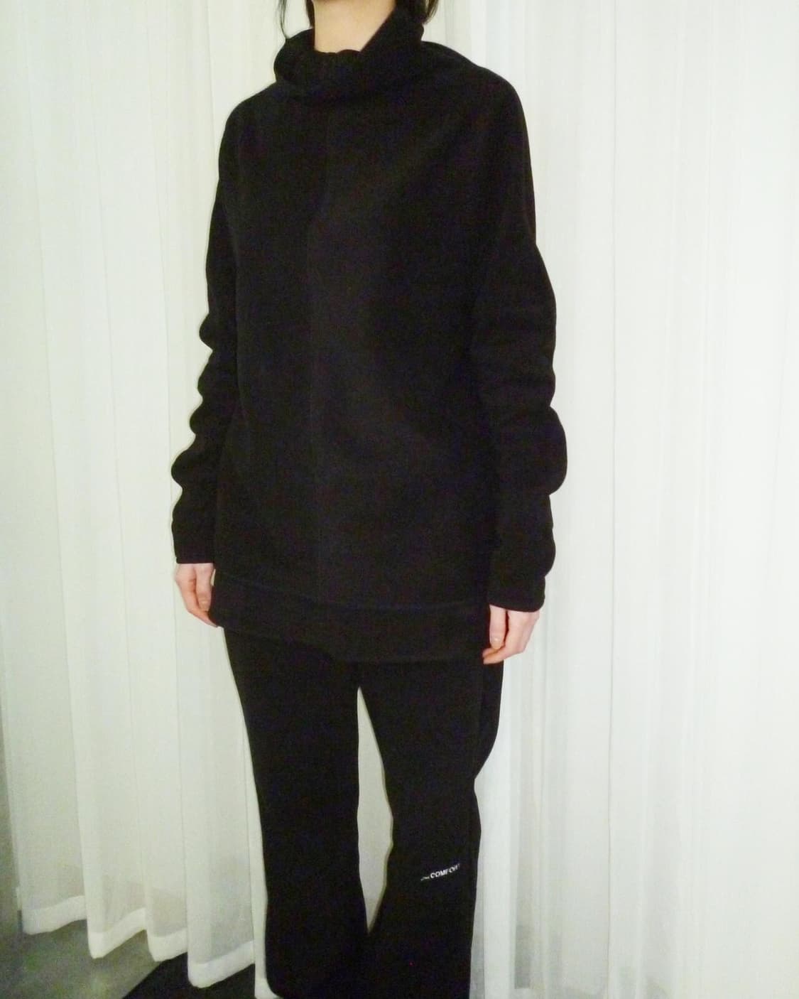 지초이컴포트 24-006 플리스 롱슬리브 + 레이어드 팬츠 블랙 set 상품이미지3