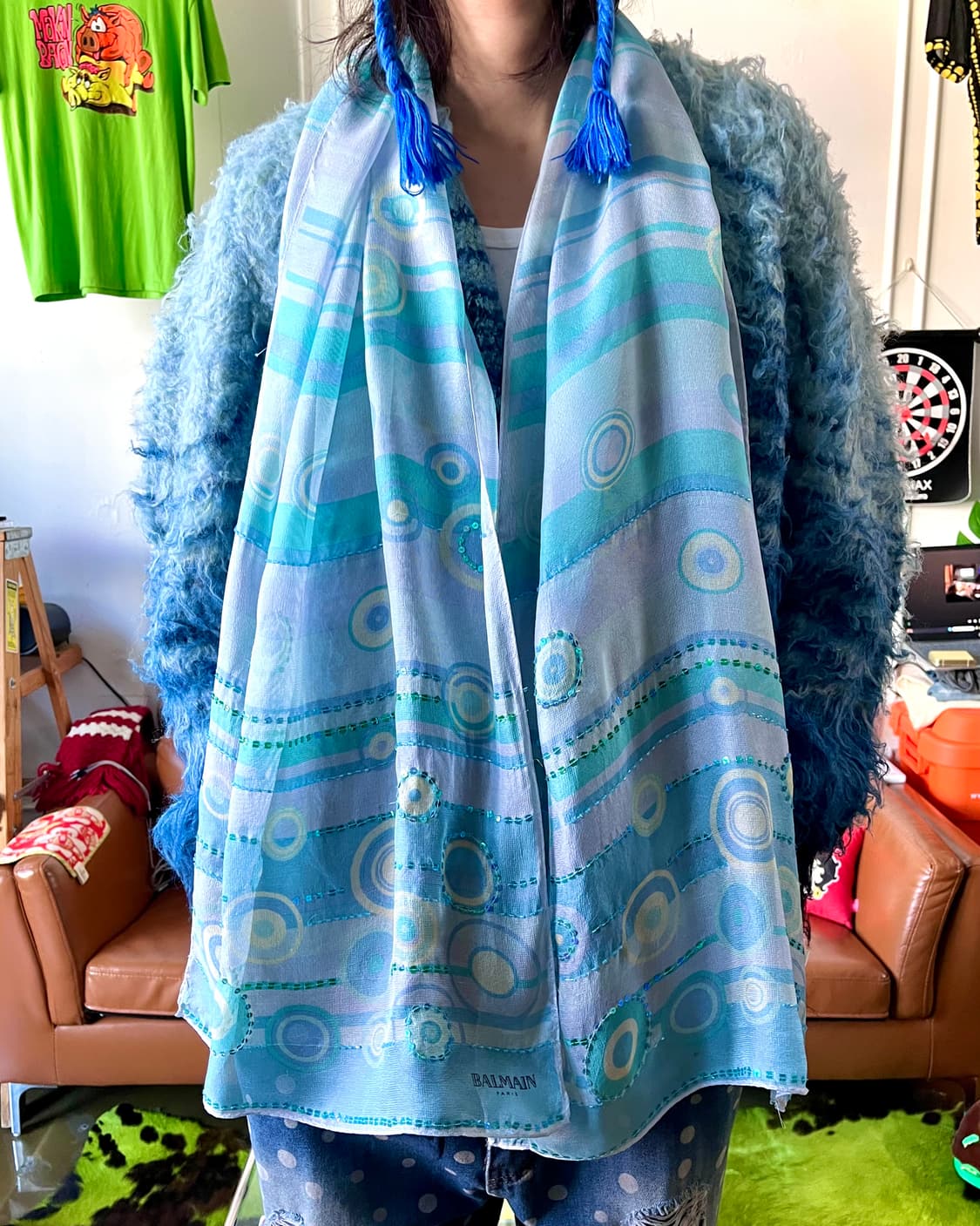 1990s BALMAIN Paris Silk Long Scarf 상품이미지2