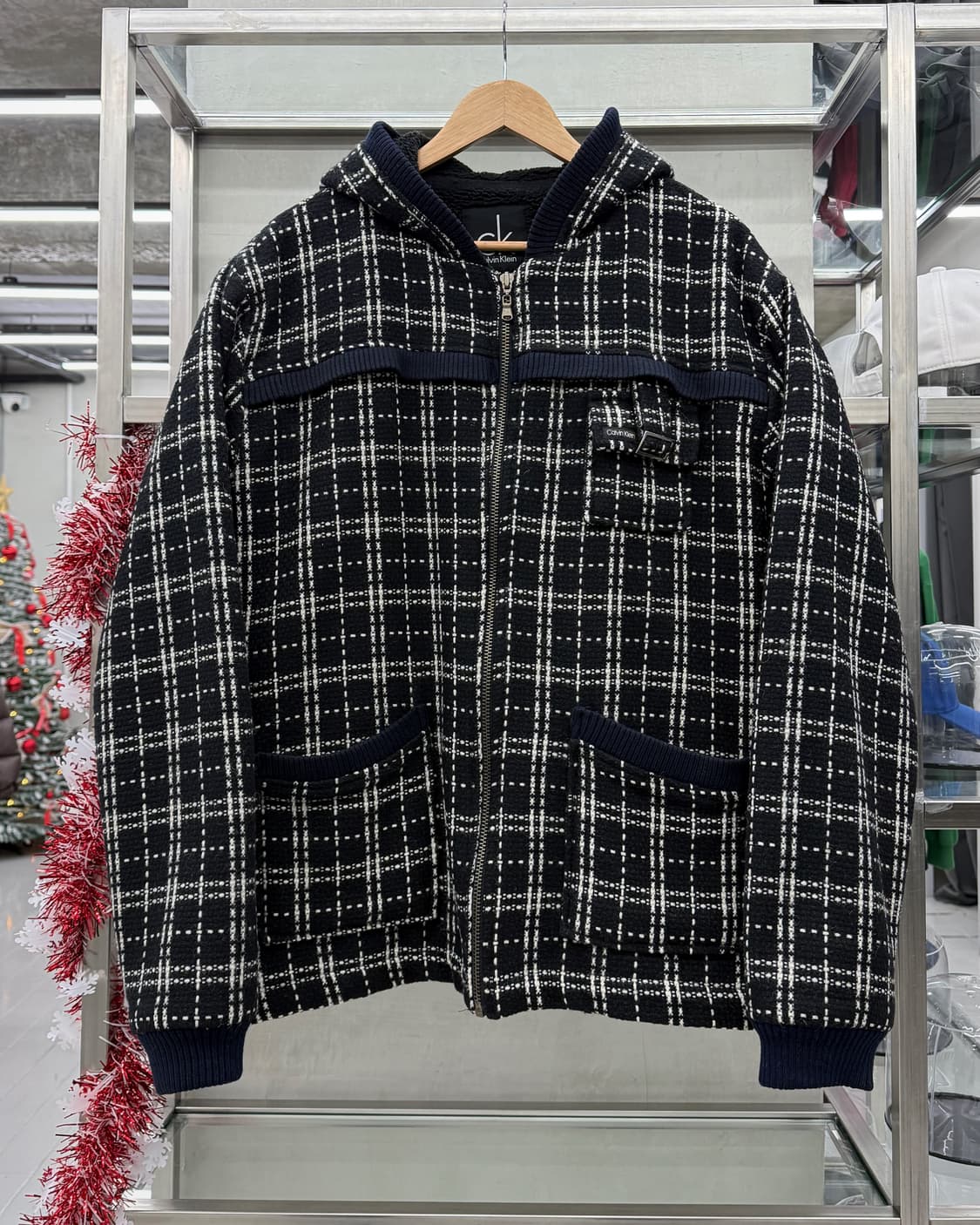 캘빈 클라인 00s 트위드 후드 점퍼 상품이미지1