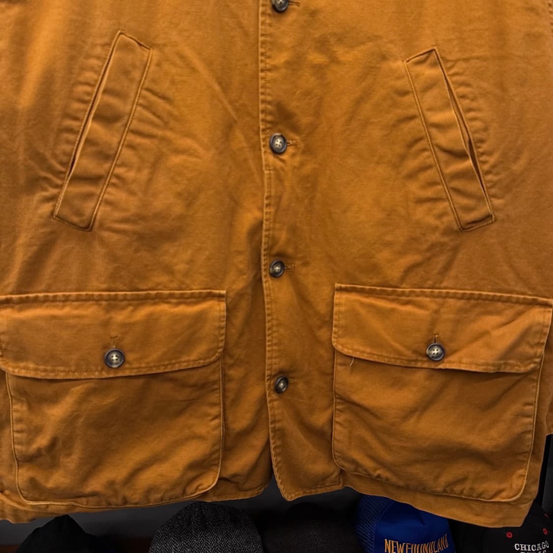 90s Lands End 코듀로이 카라 퀼팅 라이닝 워크 헌팅 초어 코트 상품이미지4