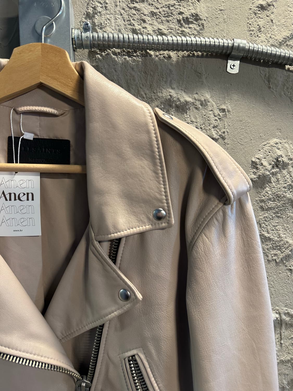 M 올세인츠 ALLSAINTS 앤더슨 바이커 레더 자켓 베이지 상품이미지4