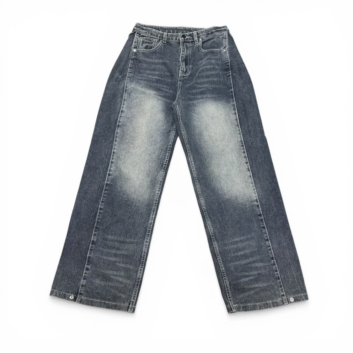 S 트릴리온 사이드턱 워싱 와이드 데님팬츠 상품이미지1