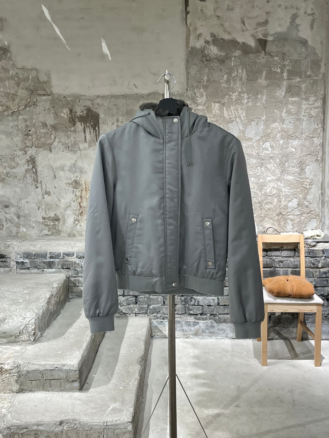 아르마니 익스체인지 실버 퍼 트리밍 후디 자켓 상품이미지1