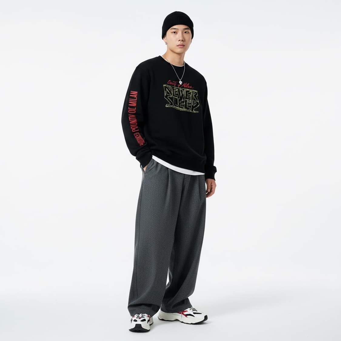 Marcelo Burlon 마르셀로불론 블랙 네버슬립 스웻 L (스트릿) 상품이미지1