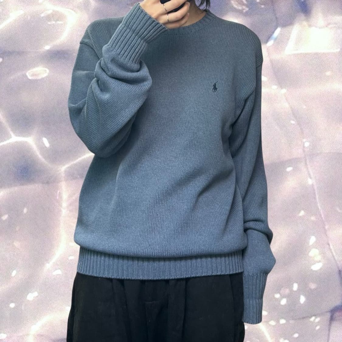 폴로 랄프로렌 오버핏 라운드넥 코튼 니트 네이비 블루 95 M 상품이미지2