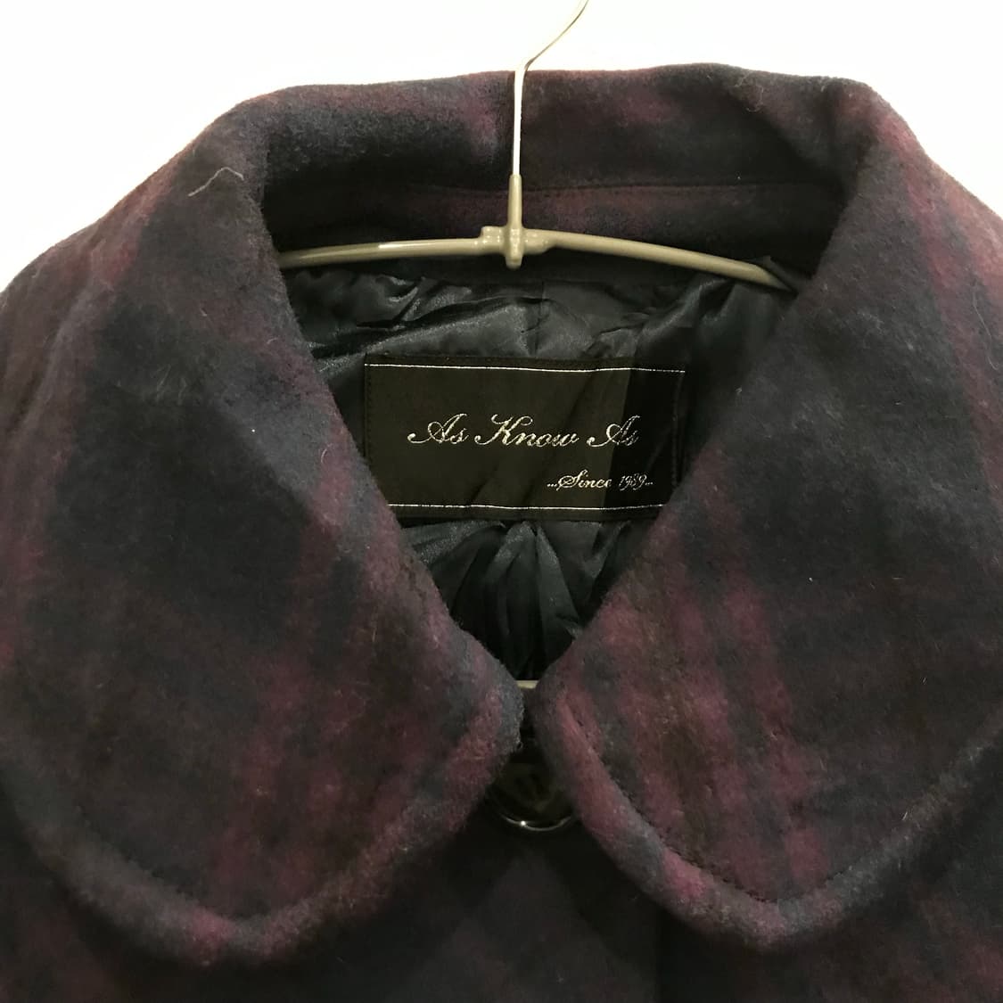 As Know As 하구미 라떼갸루 울 혼방 체크 코트 상품이미지6