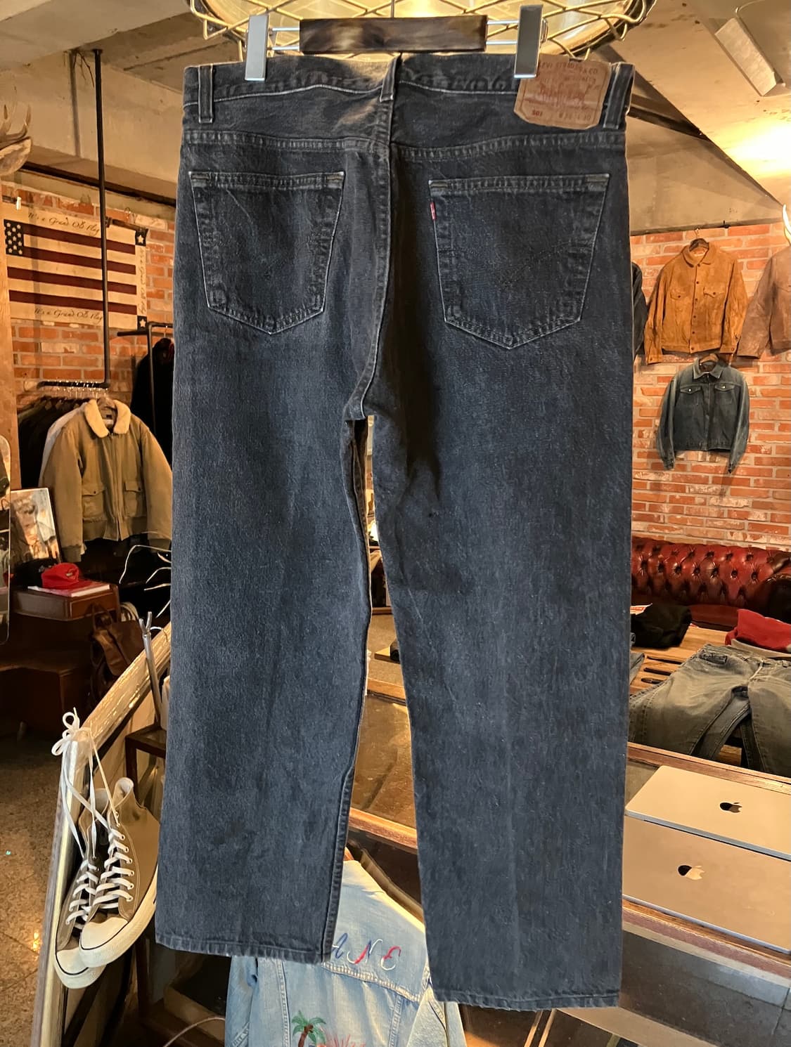90s USA 빈티지 리바이스 501 블랙 데님 팬츠 상품이미지7