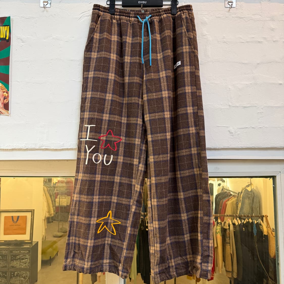 Jikoo 지쿠 체크 와이드 밴딩 팬츠 L 상품이미지1