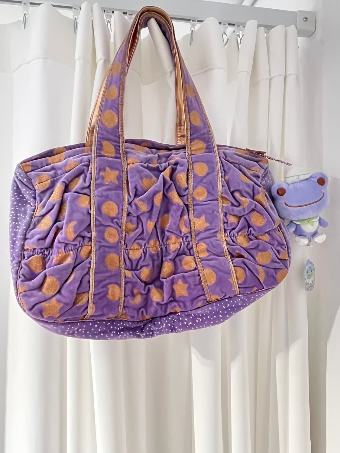 츠모리치사토 네코별 벨벳 토트백 🧙🏻퍼플 상품이미지6