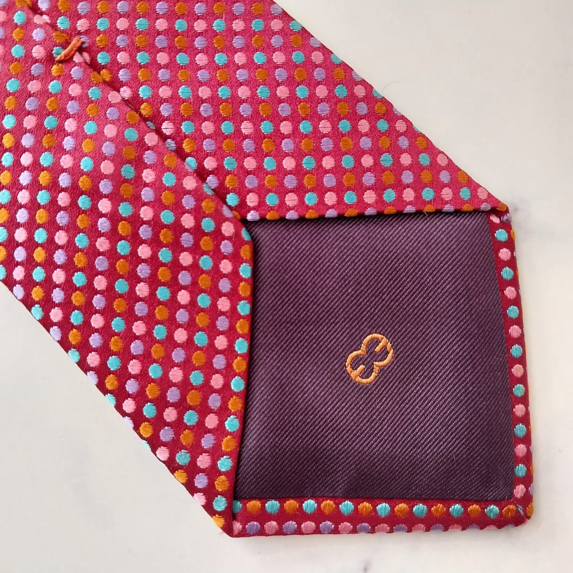 에스까다 실크 와인 도트 자수 넥타이 8.9cm S~A+등급 K2141 상품이미지8