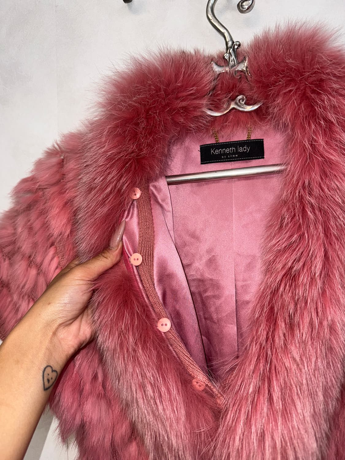 Baby pink fox&rabbit fur crop half 가디건 상품이미지4
