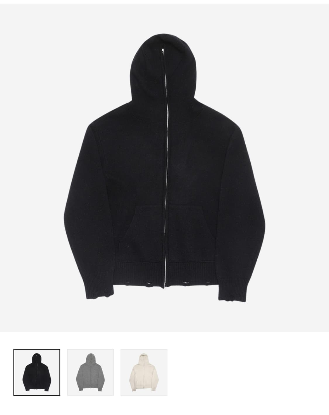 알렌느 Haleine Full Zipup Knit Hoodie Black 상품이미지1