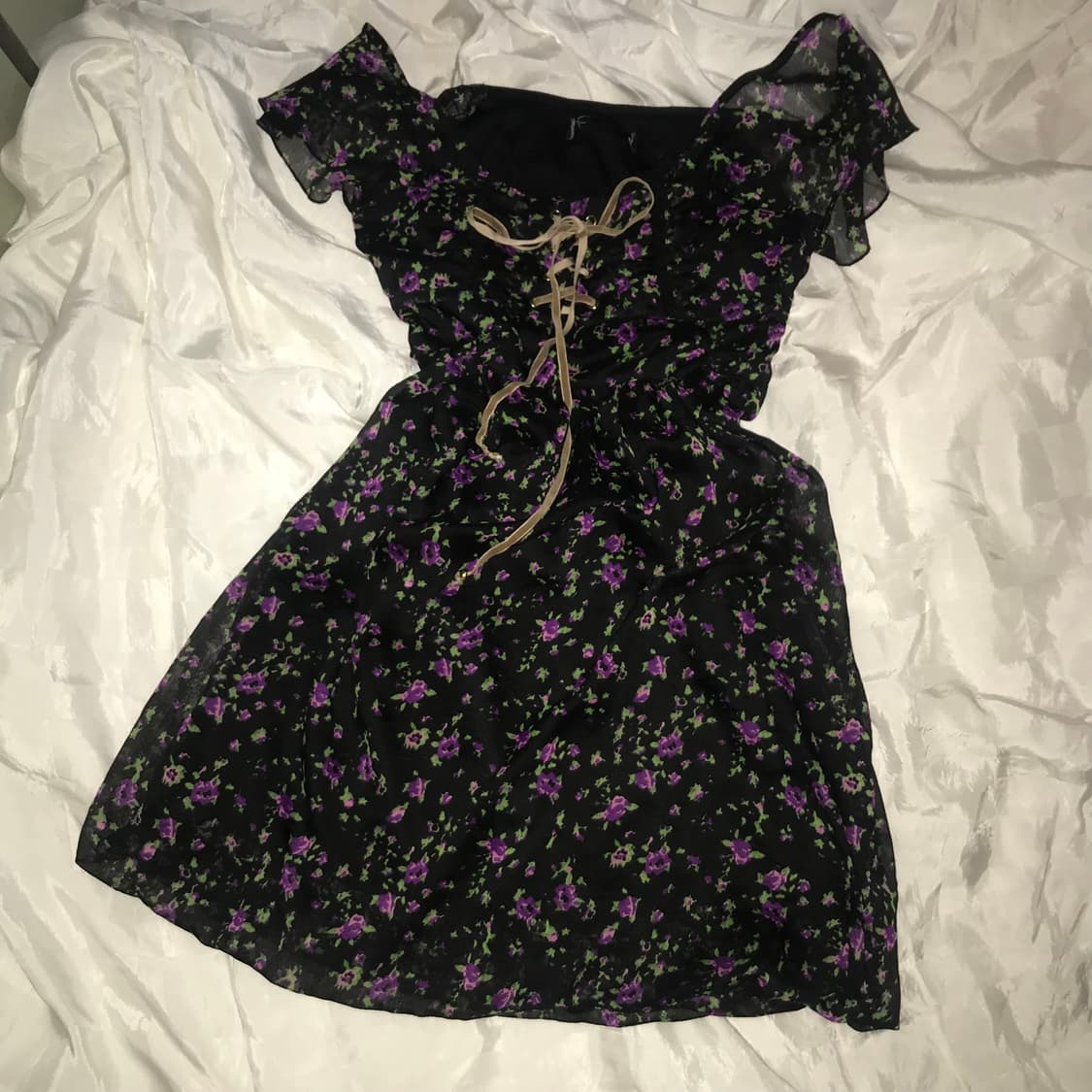 Vintage 빈티지 플라워 쉬폰 아일렛 원피스 상품이미지2