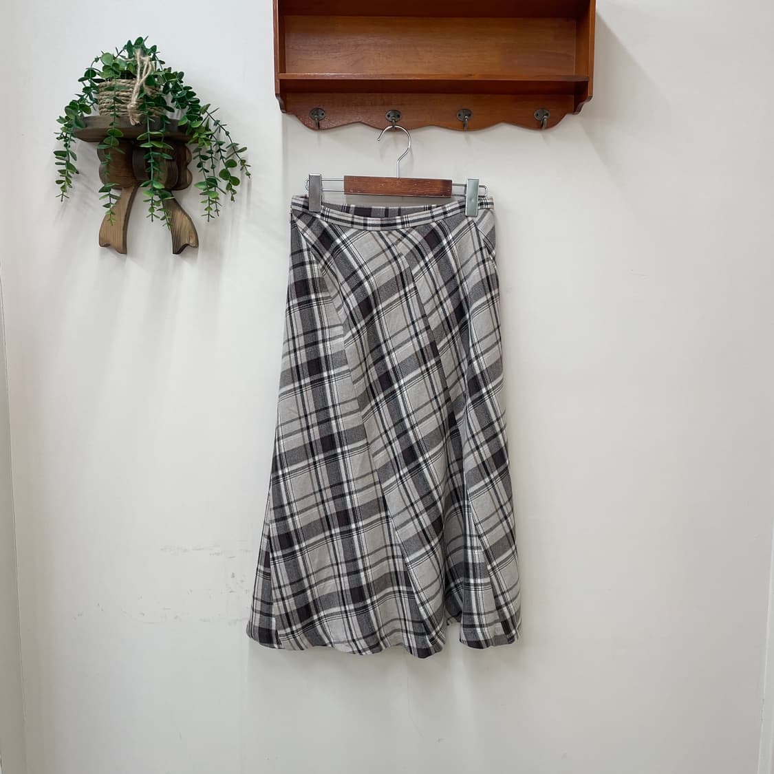 빈티지 체크 플레어 롱 스커트 상품이미지2