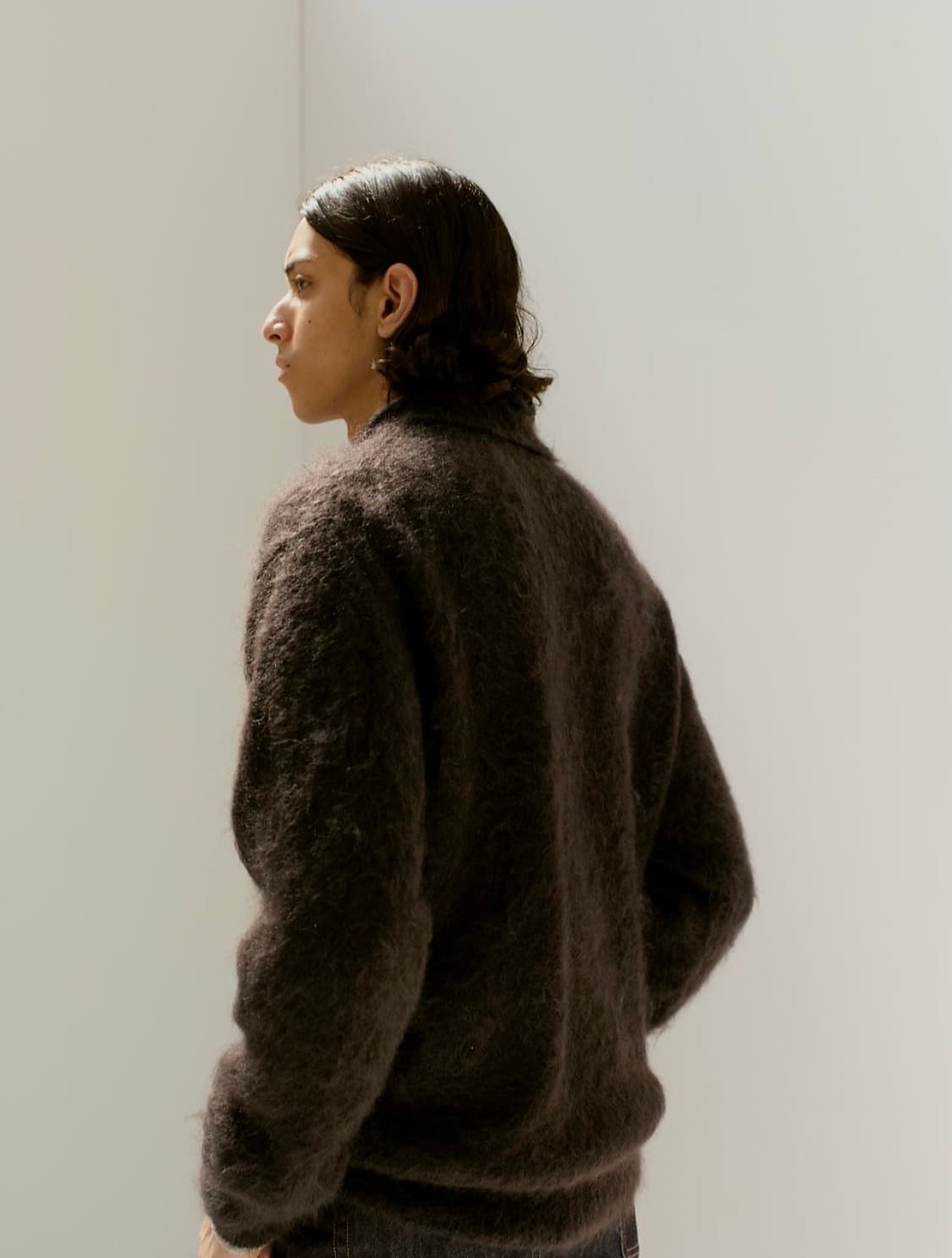 [4] 오라리 브러쉬드 슈퍼키드 모헤어 폴로 니트 다크브라운 상품이미지3