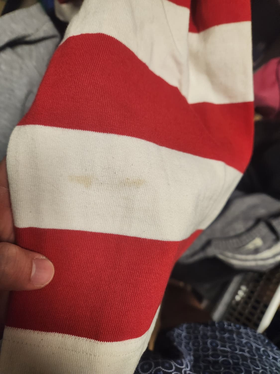 아더에러 레드 스트라이프 오버핏 럭비티 3사이즈(L~XL) 상품이미지4