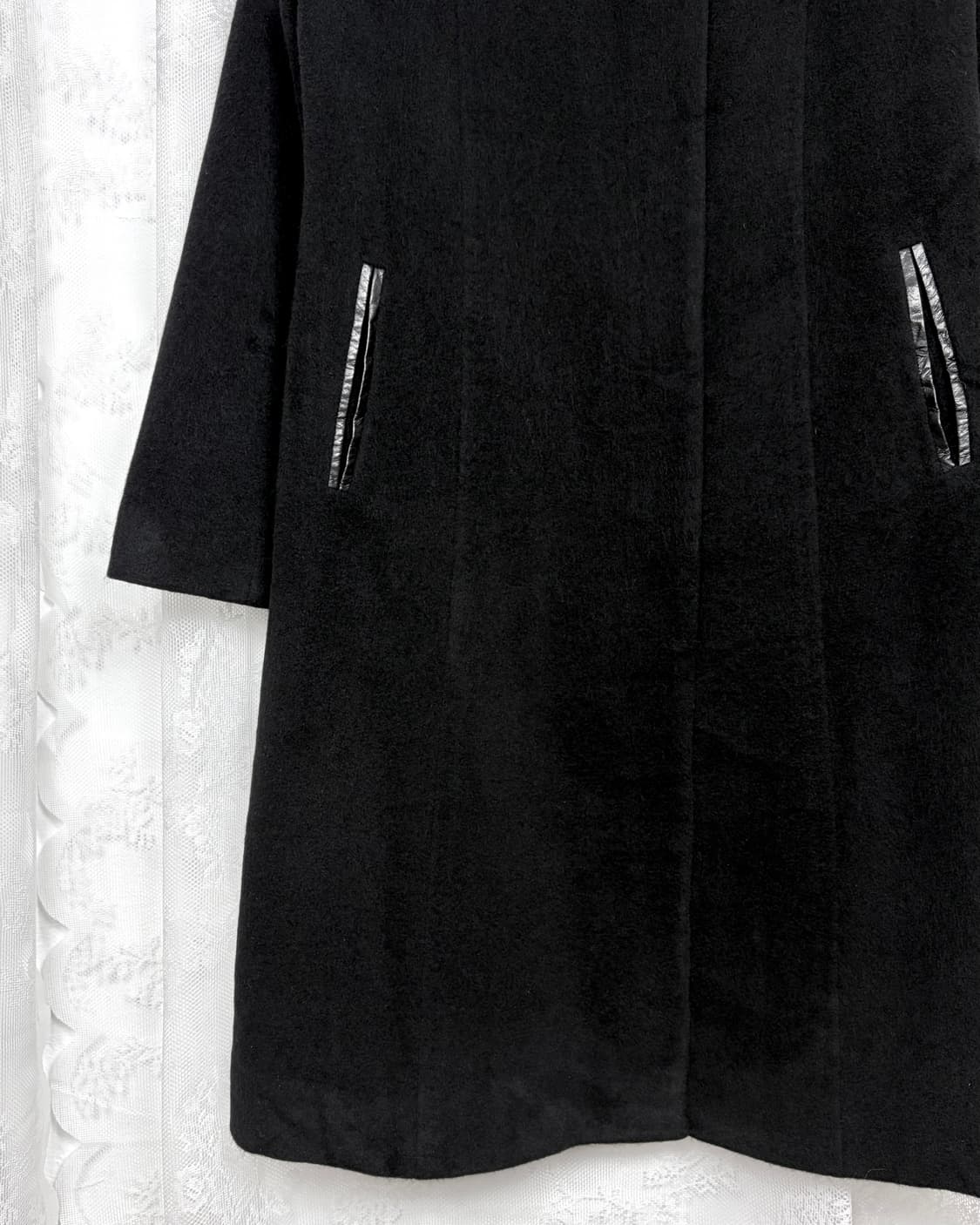 Black angora wool single coat 상품이미지3