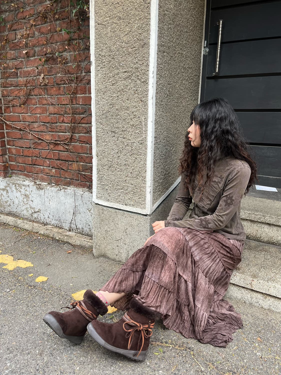 코코아 브라운 리본 어그부츠 상품이미지6