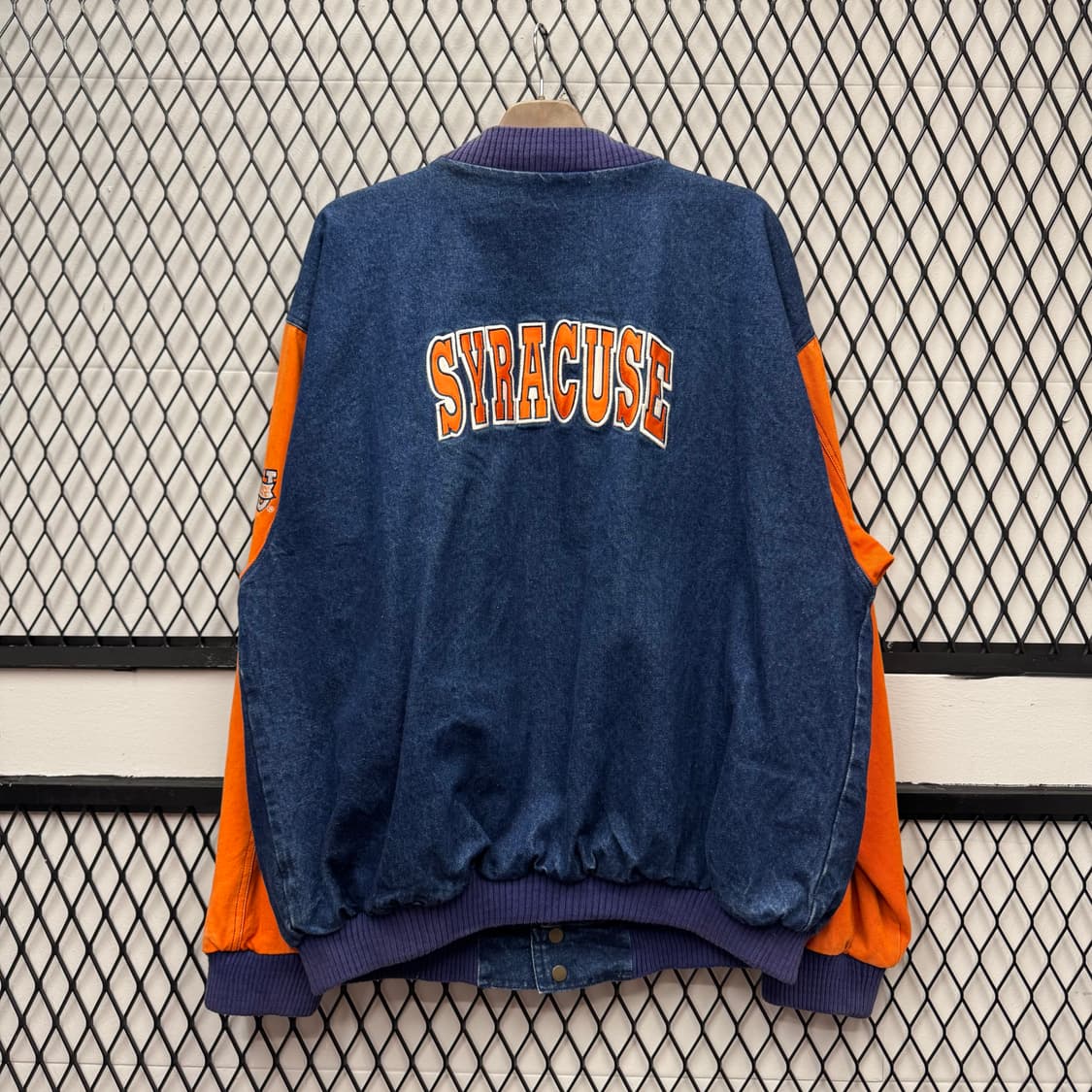 USA VTG 90s 빈티지 데님 바시티 오렌지 배색 워크 자켓 상품이미지2