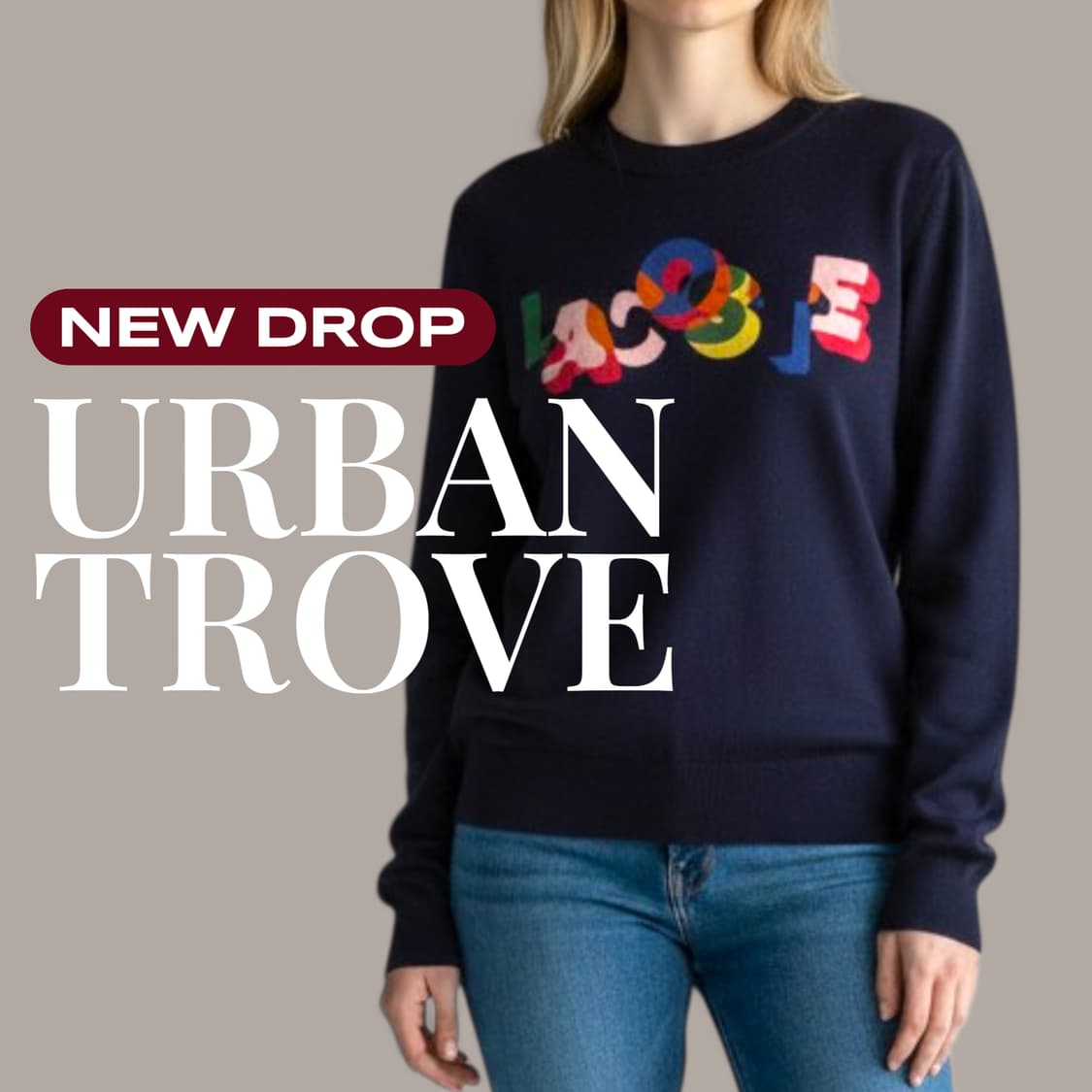 라코스테 여성 크루넥 니트 스웨터 네이비 S 감각적인 로고 상품이미지1