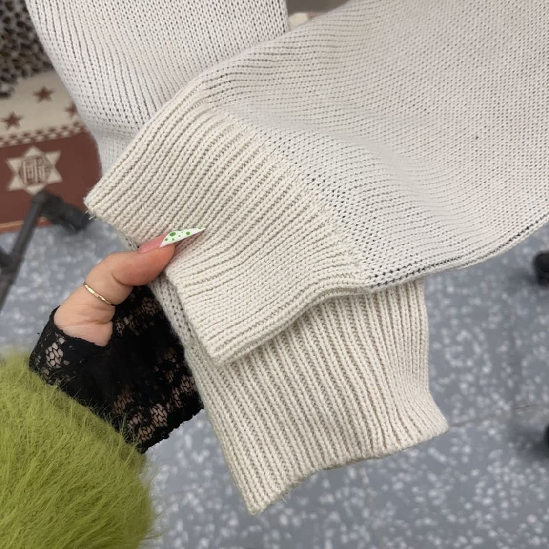 나이스 고스트 클럽 키치 쓰리스타즈 트윙클 니트 후드티 L C08959 상품이미지7