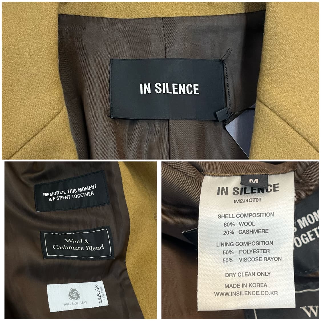 인사일런스 울 캐시미어 롱코트 카멜 M #csz3419 상품이미지3