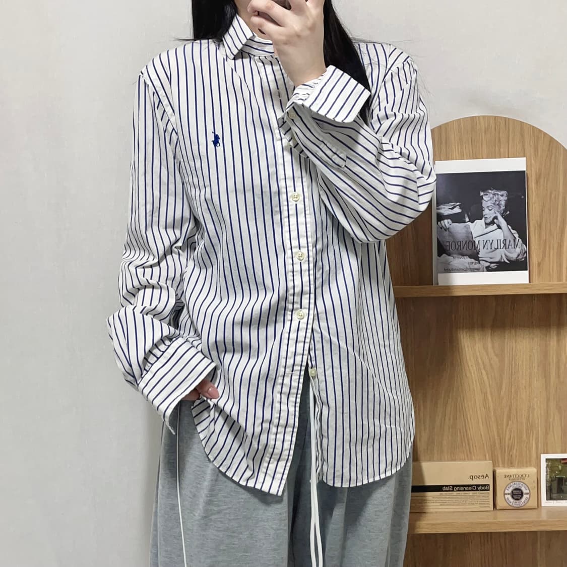 [정품] 폴로 네이비 / 네이비포니 스트라이프 셔츠 [ S ] 상품이미지3