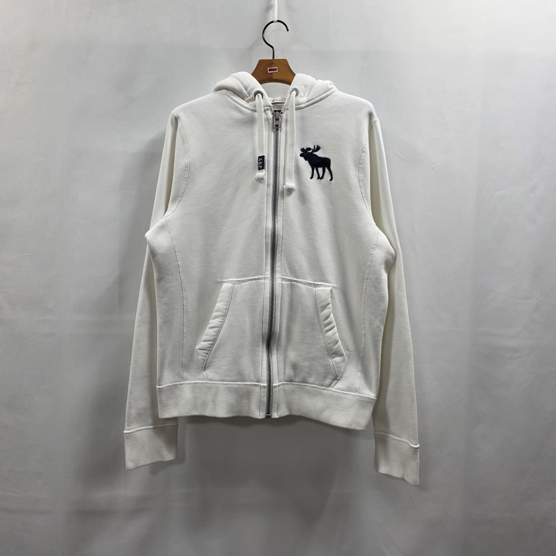 1799 아베크롬비앤피치 A&F 남성 머슬핏 후드집업 M 화이트 공용 상품이미지1