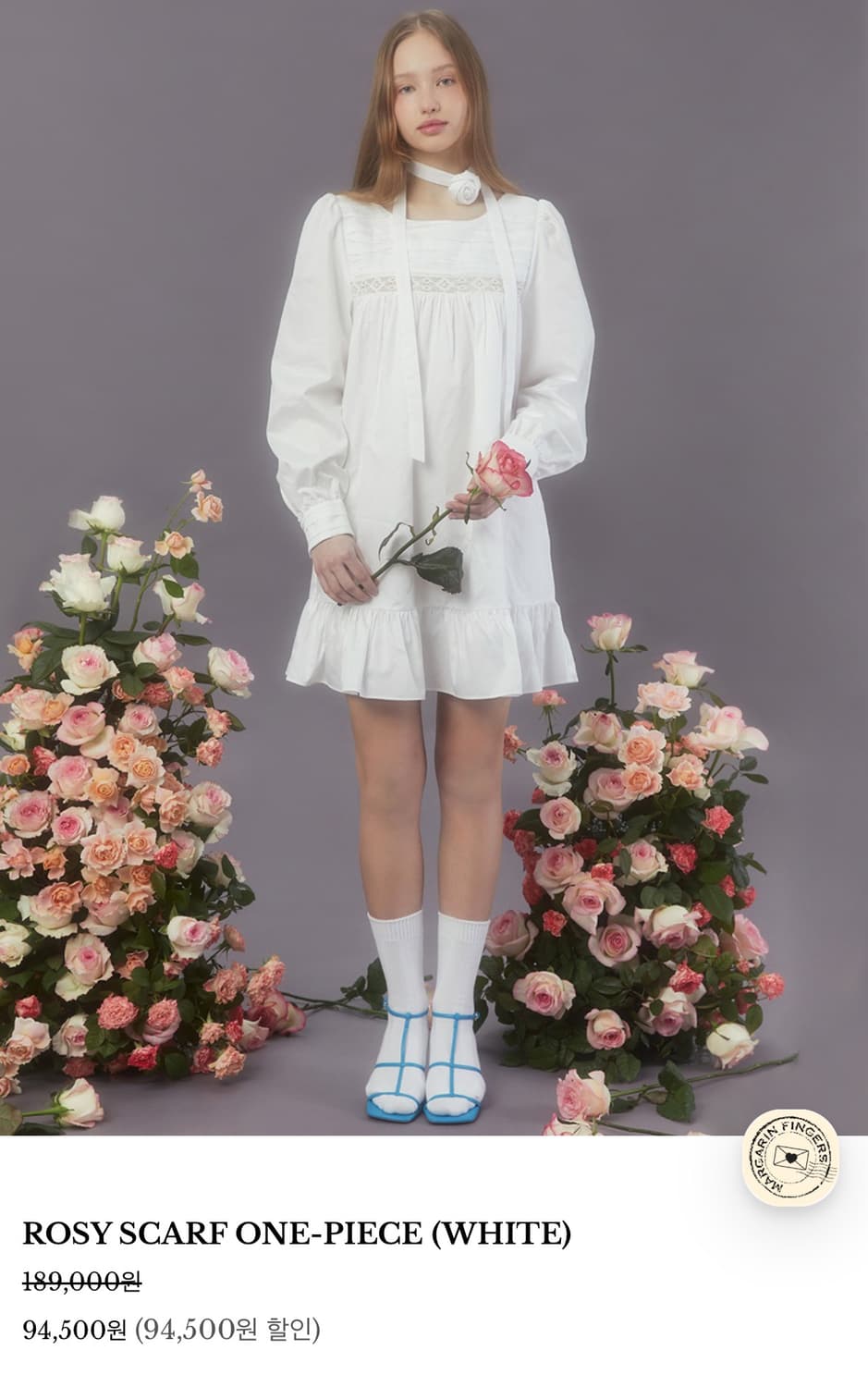 마가린핑거 ROSY SCARF ONE-PIECE (WHITE)  상품이미지1
