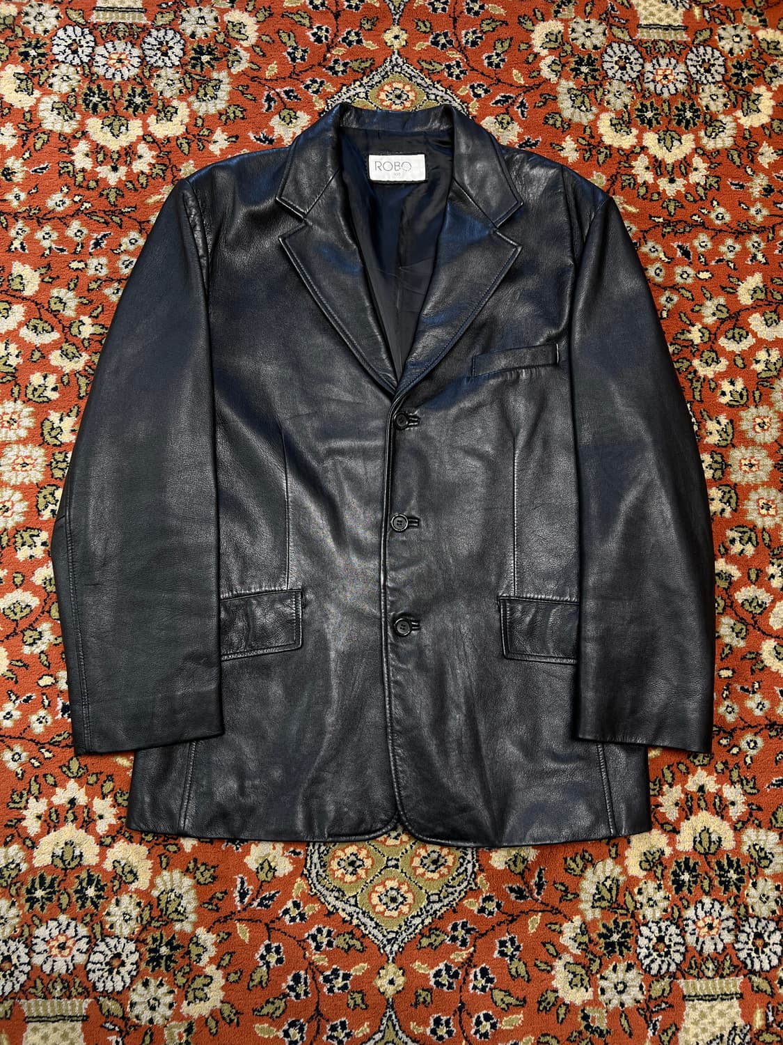 [100] Robo 램스킨 레더 싱글 블레이저 가죽자켓 블랙 상품이미지1