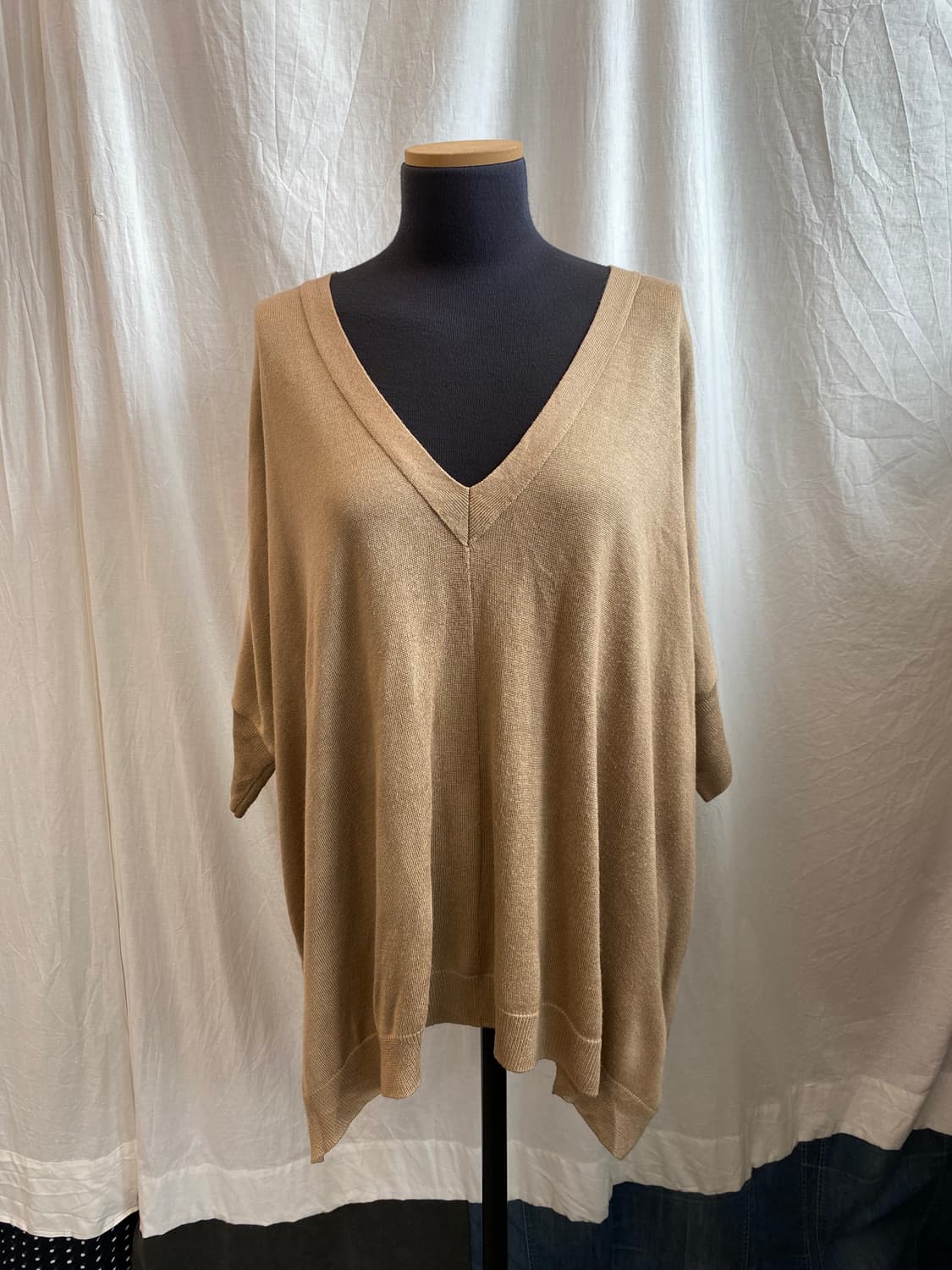 NOUQUE 베이지 브이넥 울혼방니트탑(M-L) 상품이미지1