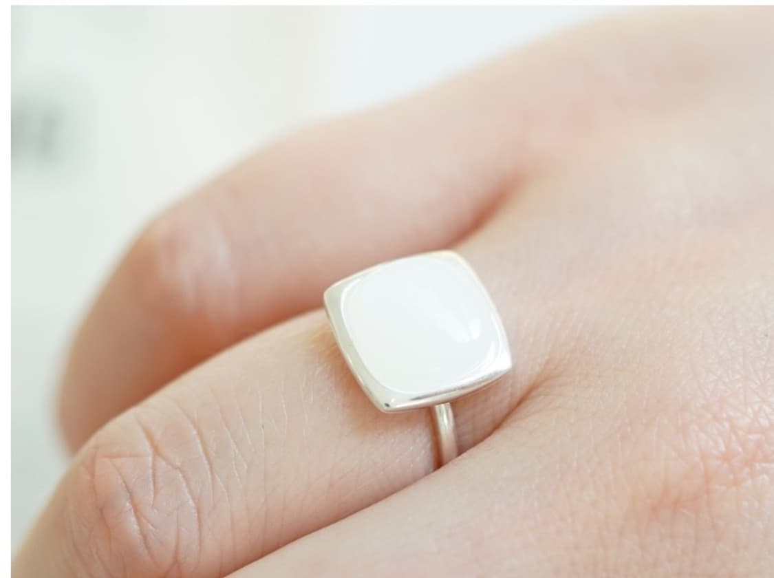 실버925 천연석 반지/ 화이트문스톤 상품이미지2