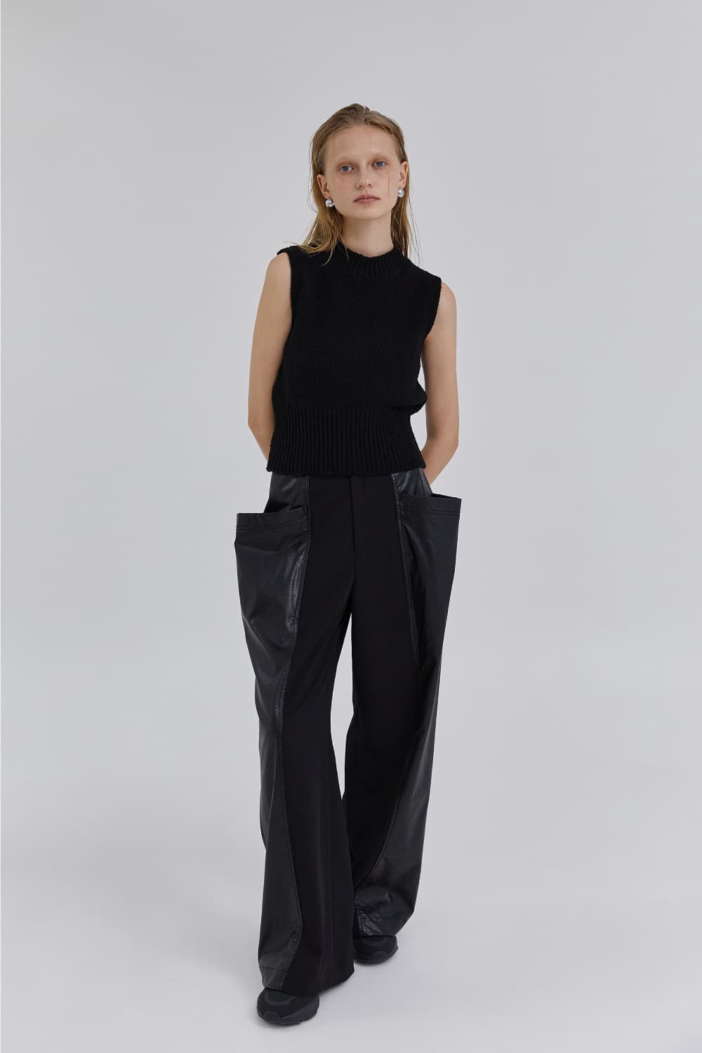 Treeming Cutting Line Faux Leather Pants 상품이미지6