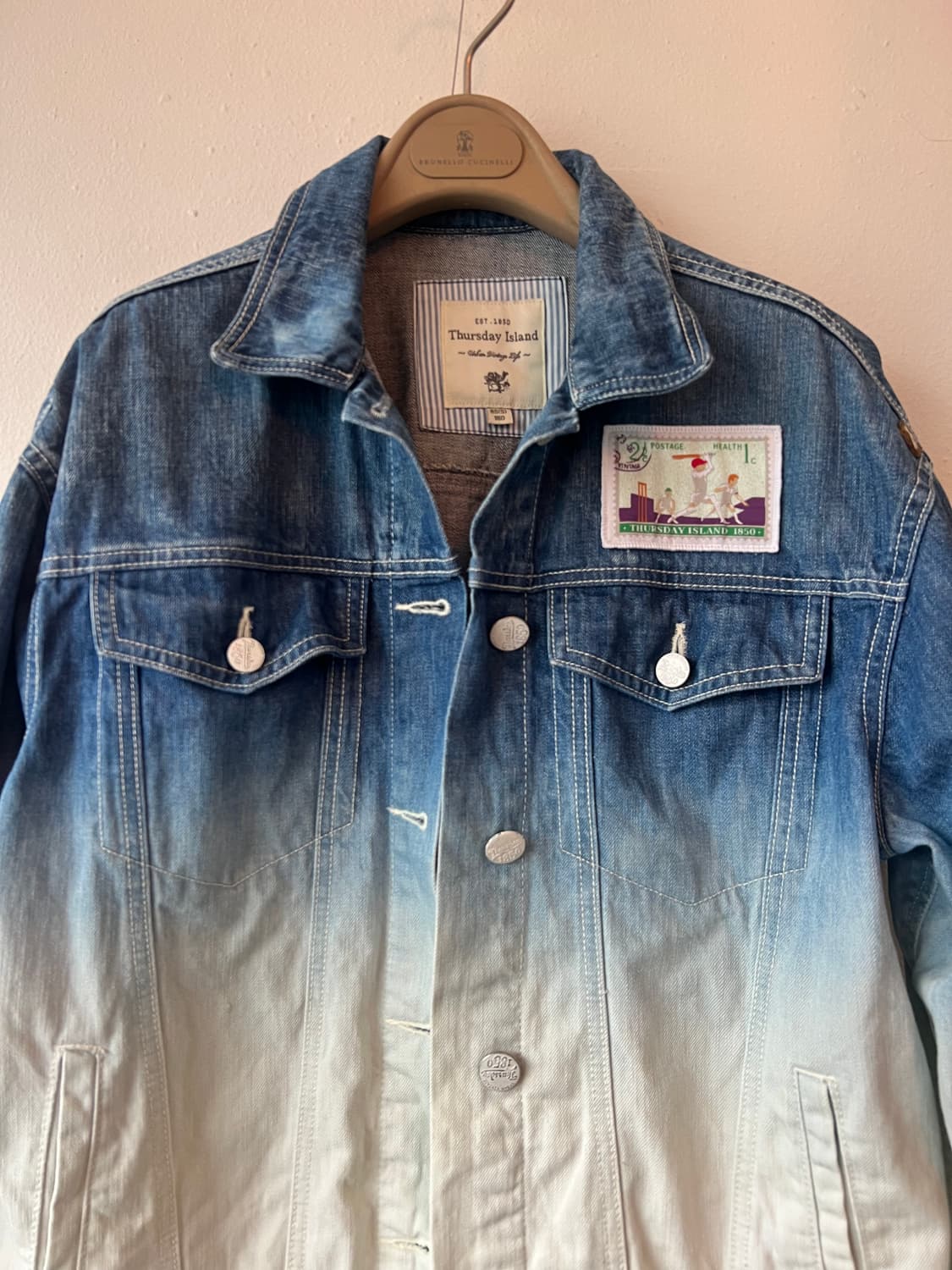 써스데이아일랜드 여성 그라데이션 데님자켓 청자켓 상품이미지1