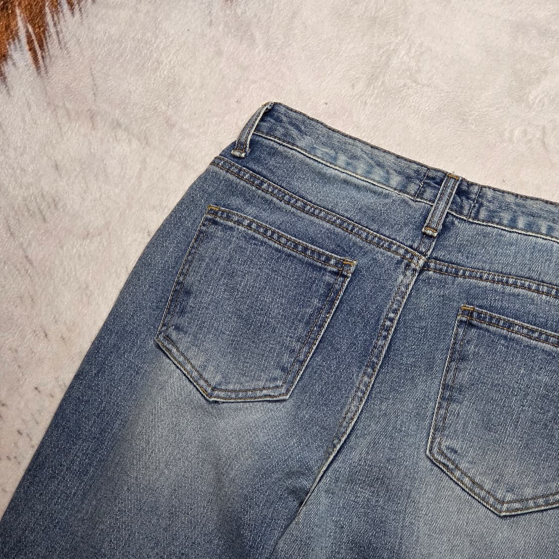 빈티지 연청 하이웨스트 세미 부츠컷 데님 팬츠 상품이미지5