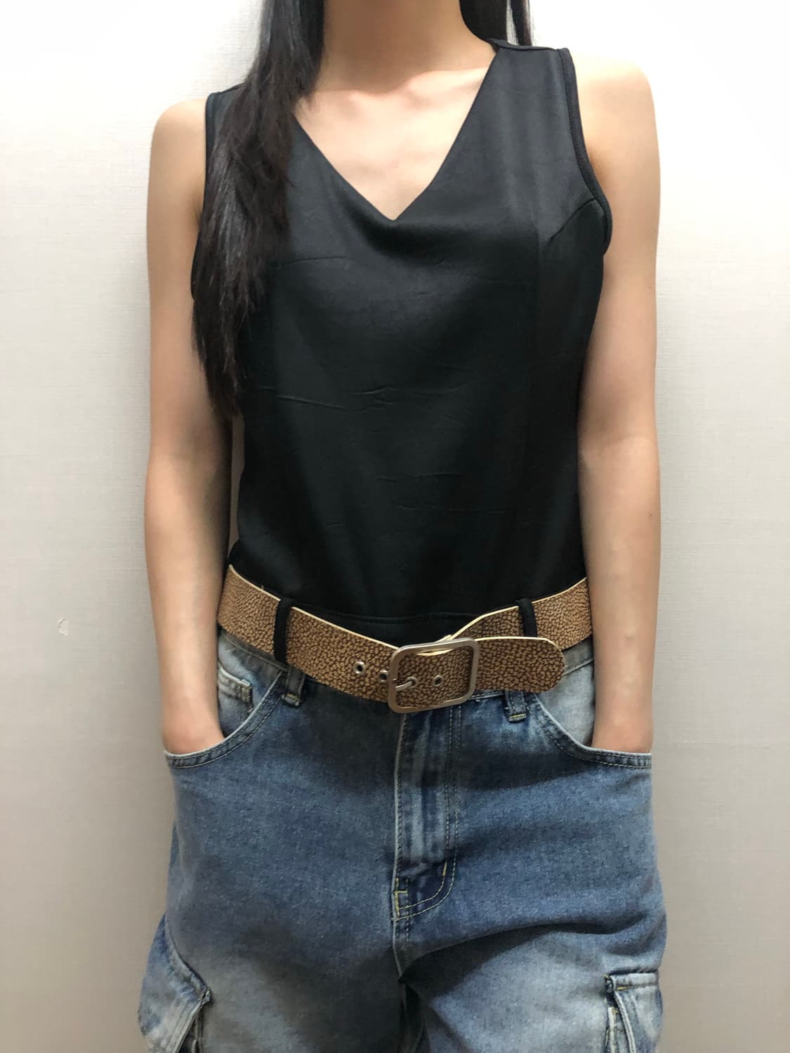 빈티지 블랙 벨티드 탑 상품이미지5