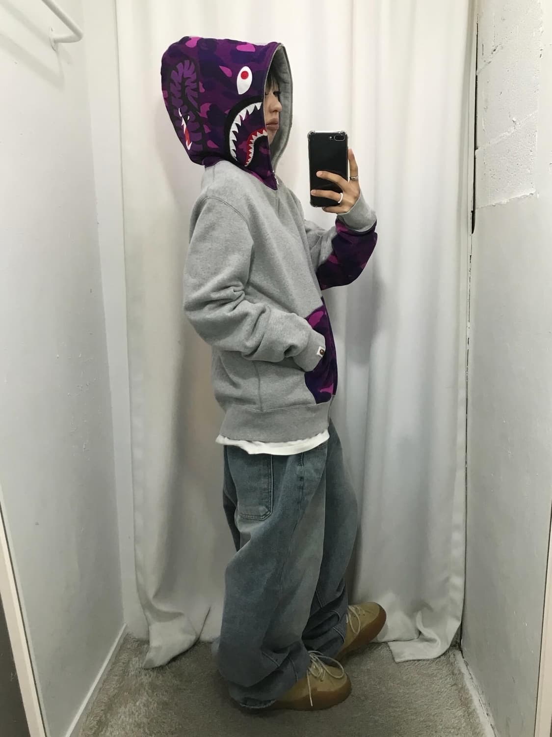 Bape Purple Camouflage Two-Way Hood Zi 상품이미지5