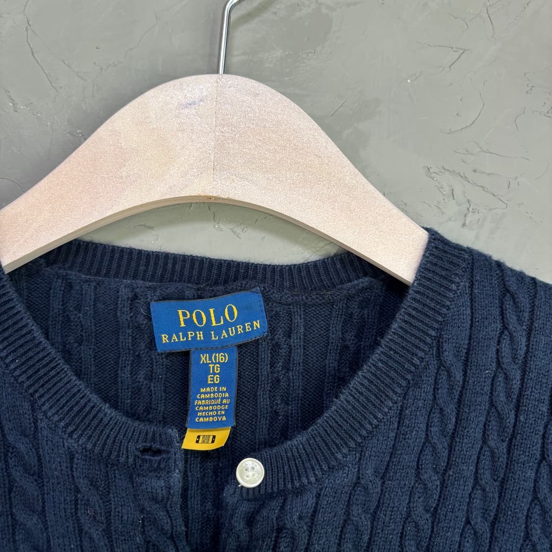 폴로 랄프로렌 꽈배기 니트 가디건 네이비 상품이미지5