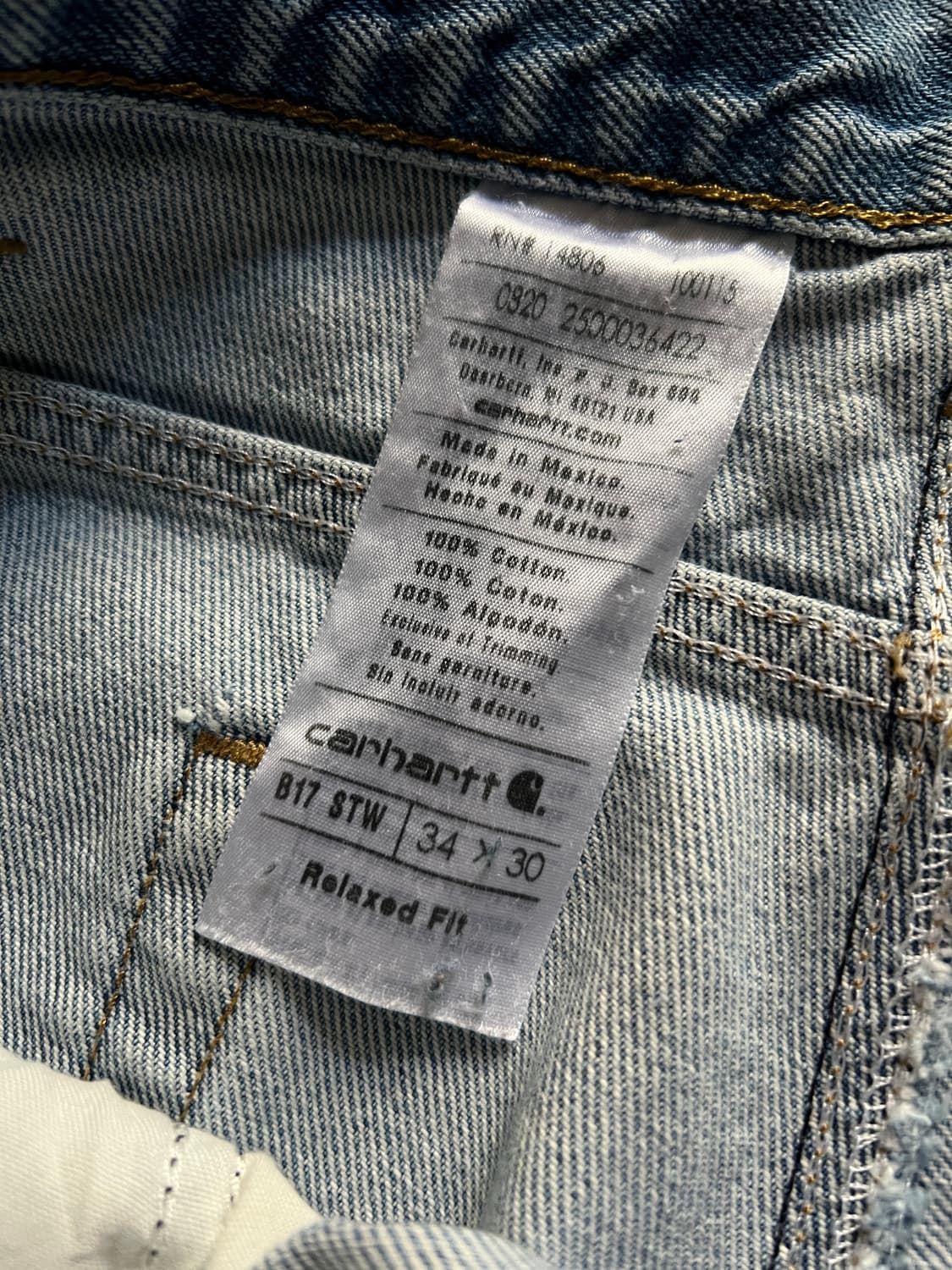 [34]칼하트 USA 빈티지 워싱 워크 데님 팬츠 상품이미지6