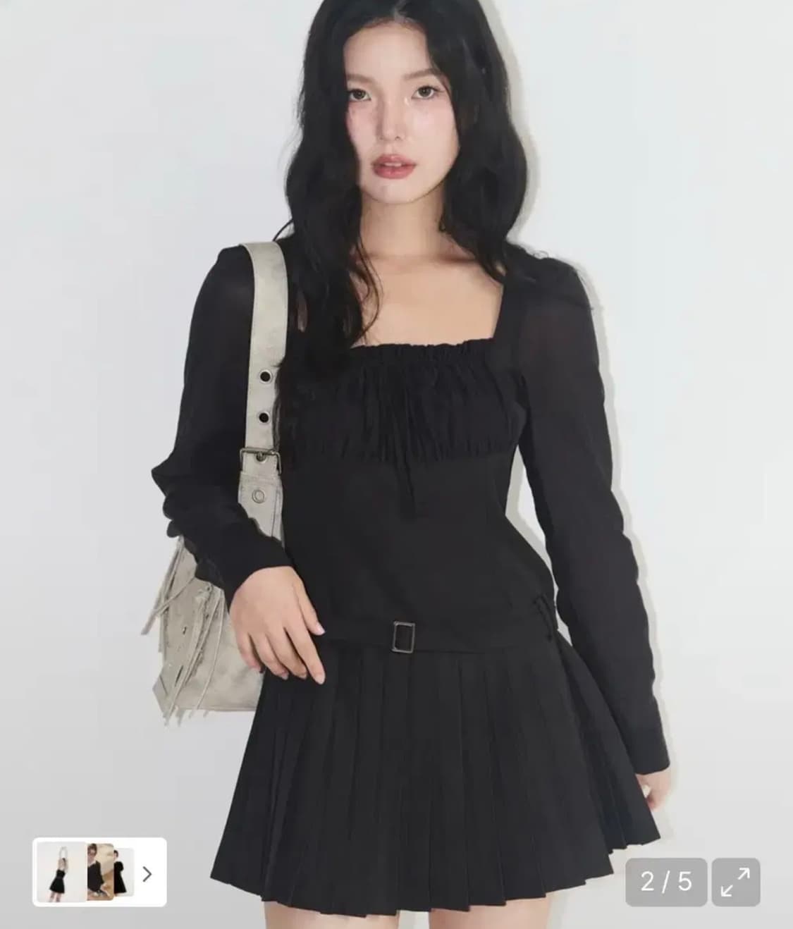 일리고 플리츠 원피스 블랙 상품이미지1