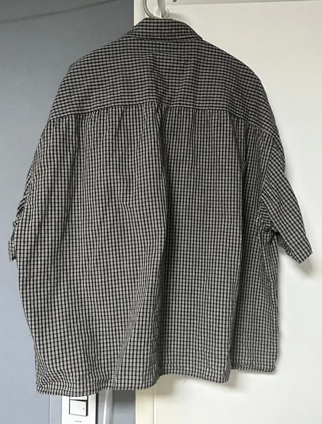 르아브 체크 크롭 셔츠 상품이미지2