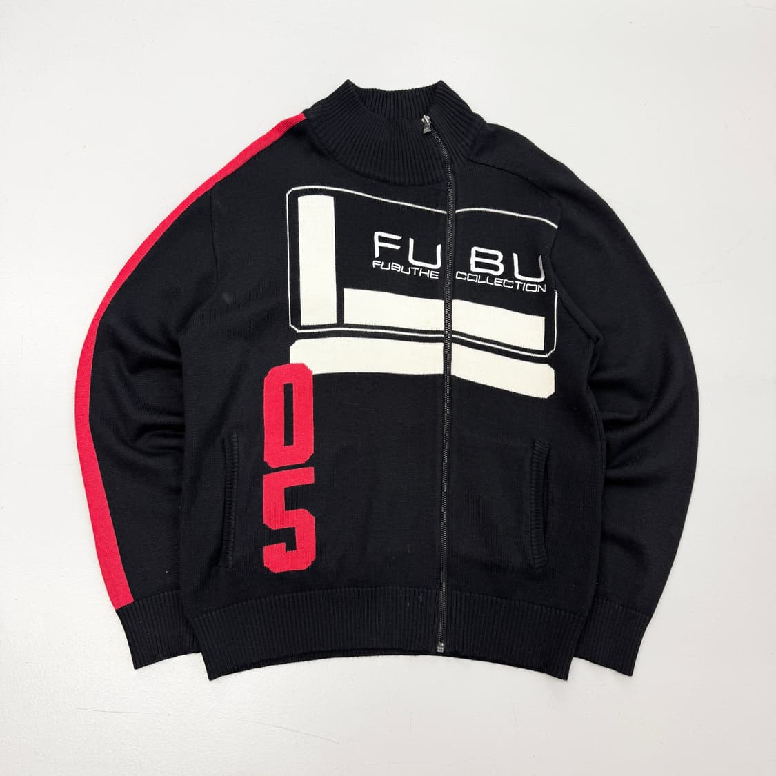 후부 사선 빅로고 올드스쿨 레이싱 니트집업 상품이미지2